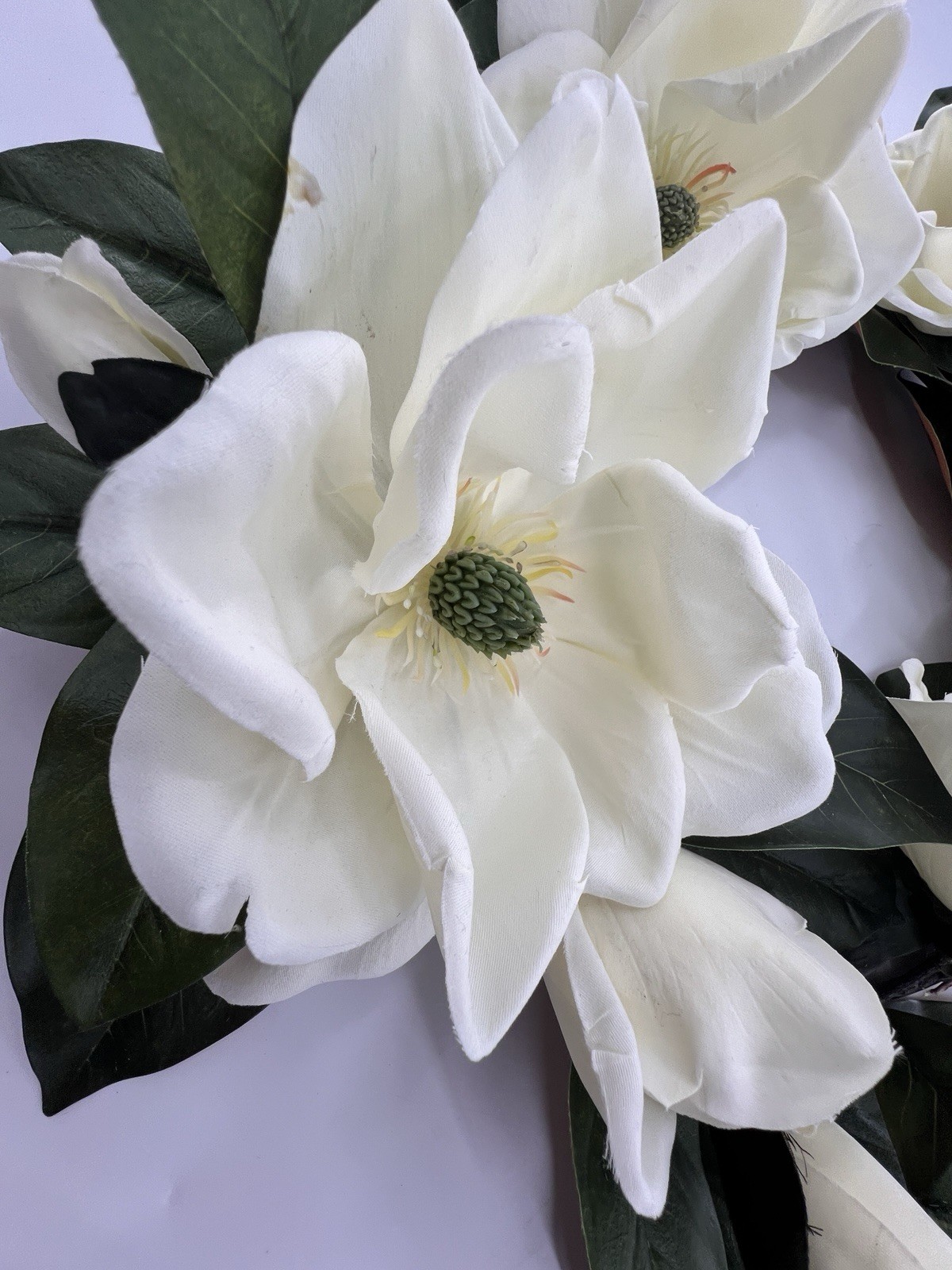 2 Magnolia Flower Wreaths 15” Artificial Hang On Door Decor Spring All Year