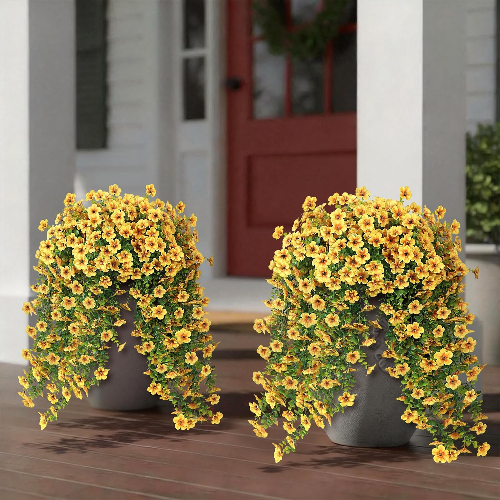 4 Bundles Artificial Hanging Morning Glory Flowers for Outdoor, Realistic Han…