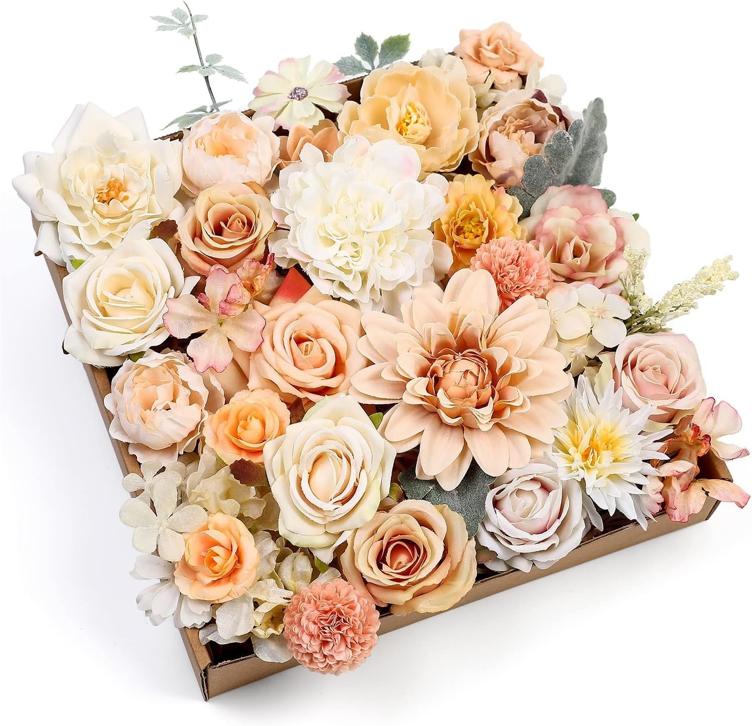 Artificial Flowers Rose 32pcs Silk Mix Peony Daisy Hydrangea Fake Flowers for…