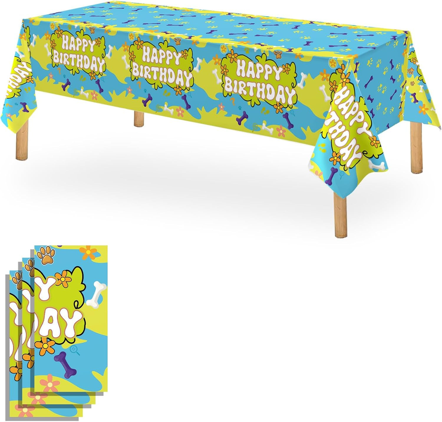 Hawaiian Luau Party Tablecloths(3 Packs), 108X54 Inch Tropical Palm Leaves Table