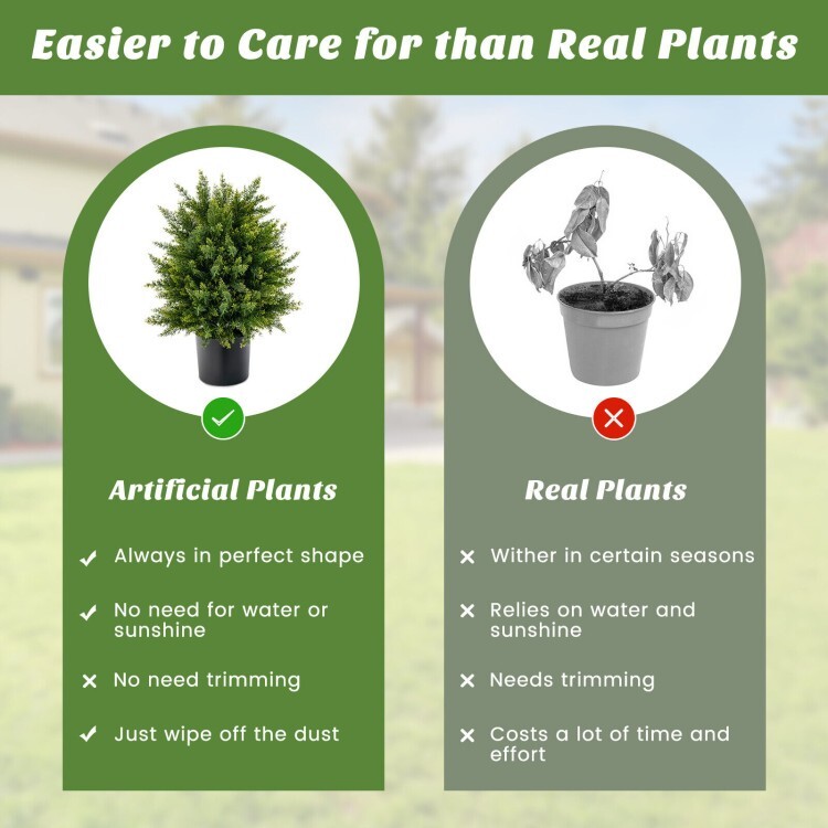2Pack Outdoor Artificial Topiary Ball Tree Set Home Decoration w/Built in Cement