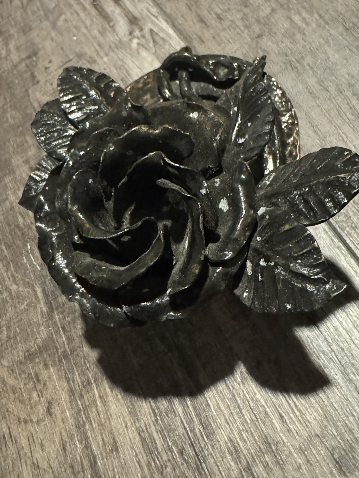 Handcrafted Custom Welded Metal Single Rose on Horseshoe