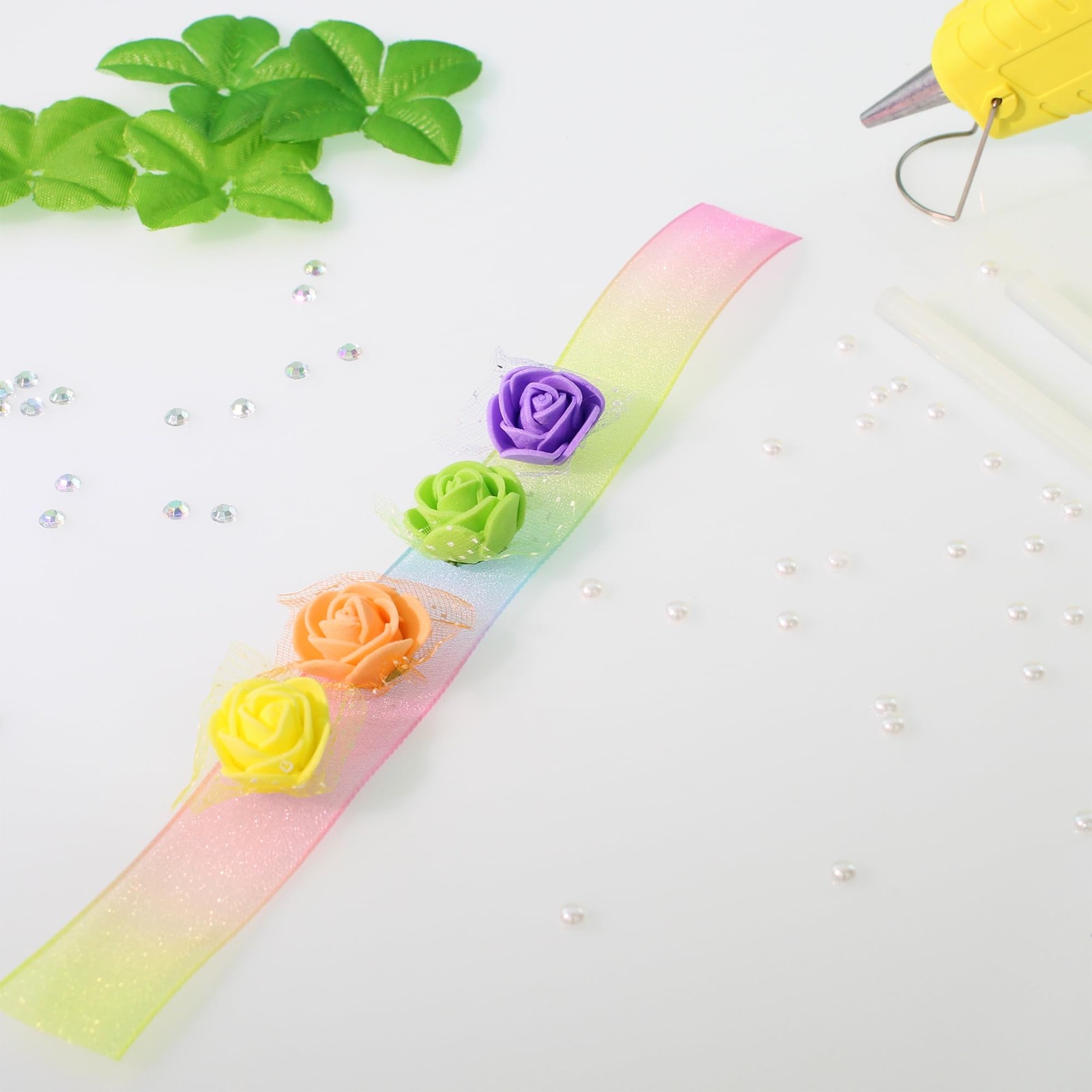 500 PCS 0.6 Inch Mini Artificial Orange Rose Flower Heads Foam DIY Craft Decor