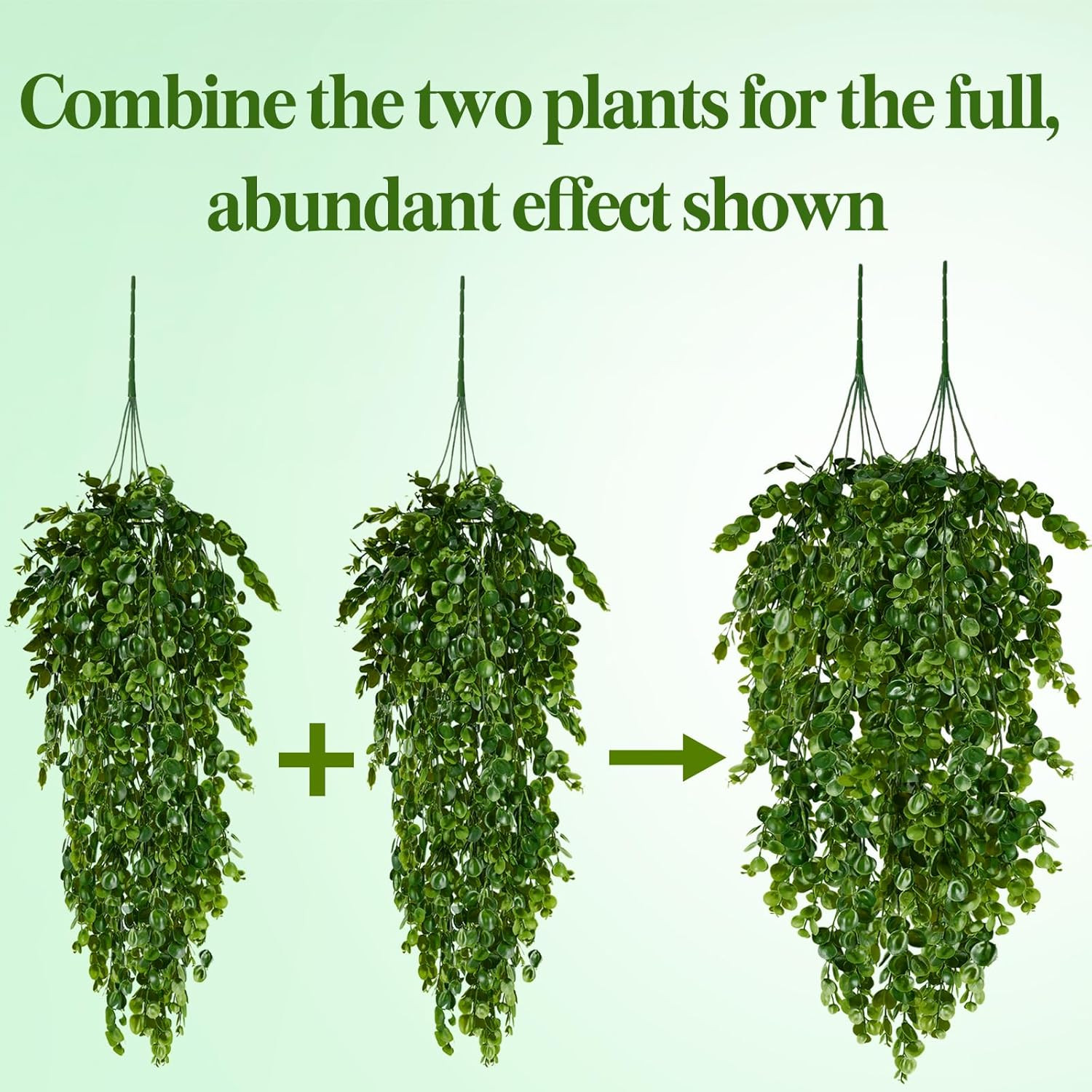 2Pcs Fake Hanging Plants Faux Greenery for Outdoor Planters Wall Plants Hanging