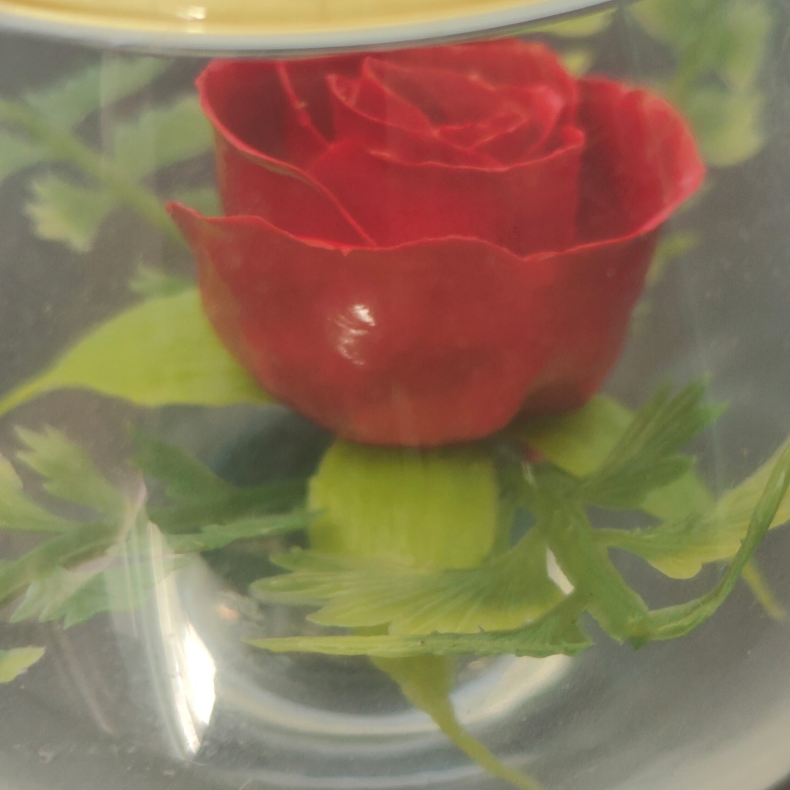 Lifesake Flowers Red Rose Preserved In Wine Glass Decor VTG Cottage Core Romance