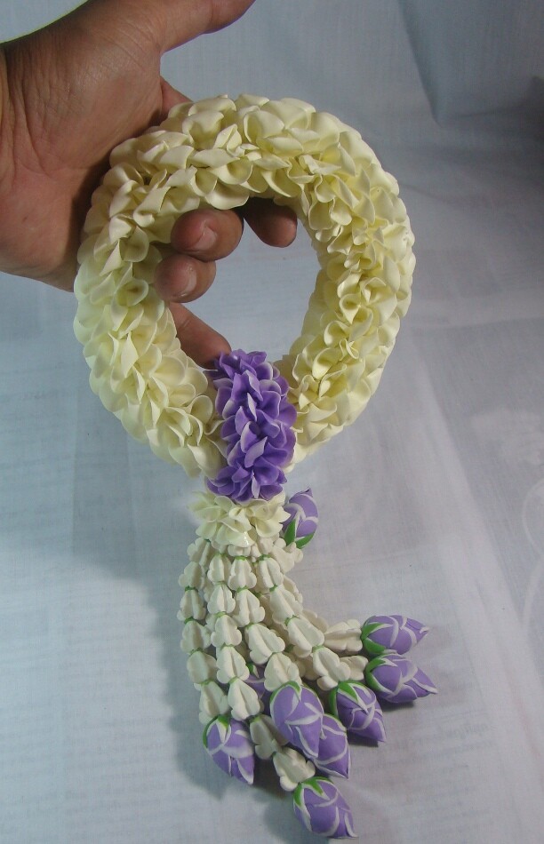 Garland Flower white purple Thai Malai Handcraft Worship souvenir Decor gift New