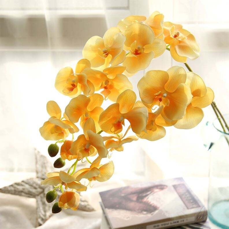 Artificial Orchid Stems Decor with 9 Phalaenopsis Flowers for Home Wedding Decor