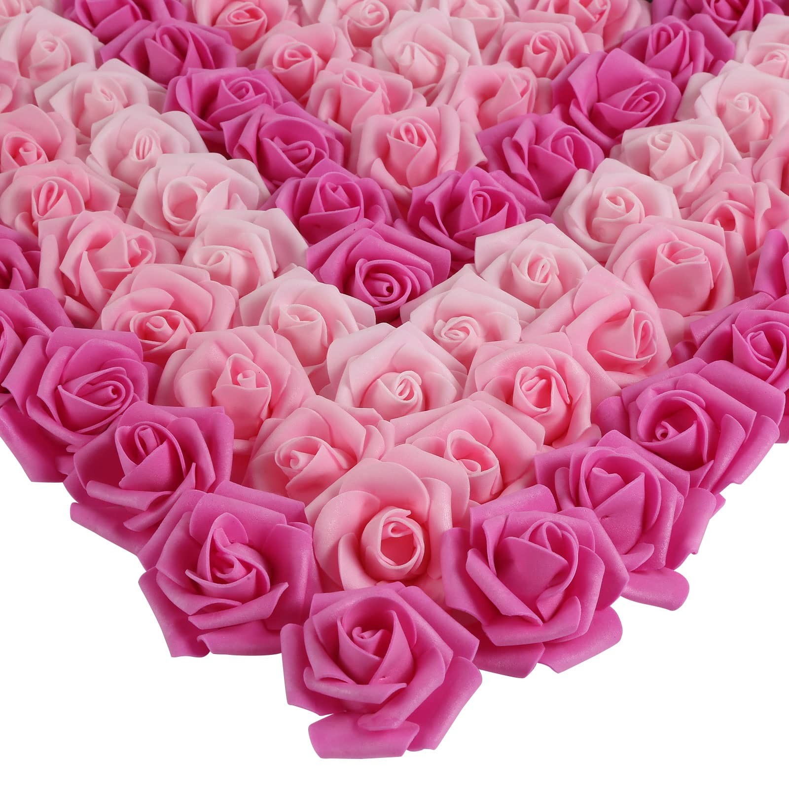 200 PCS 1.97 Inch Mixed Pink Foam Roses Artificial Flower Heads Crafts Wedding