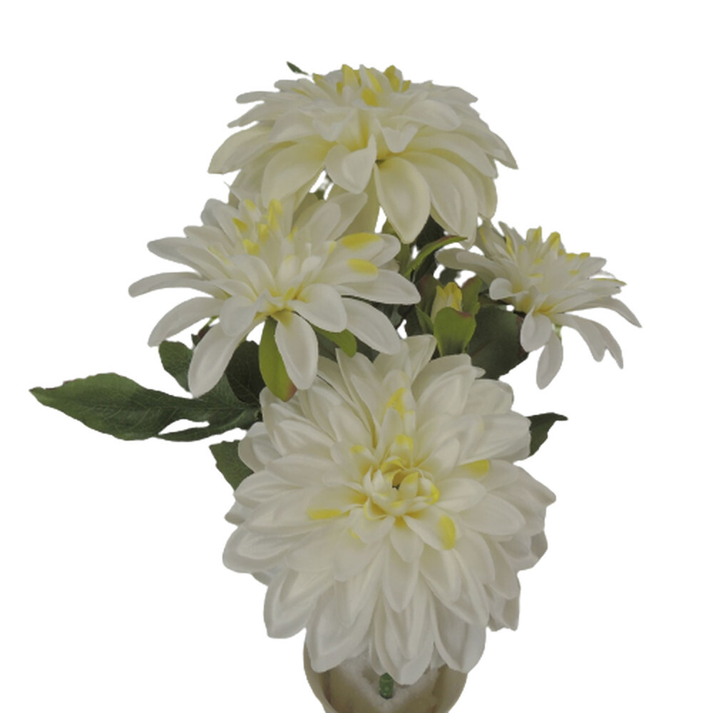 Factory Direct Craft Poly Silk Cream Dahlia Floral Stem | for Indoor Decor