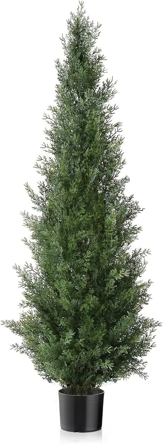 2 Pack 3.1ft Faux Cedar Trees with Black Pots – All-Season Decor Solution