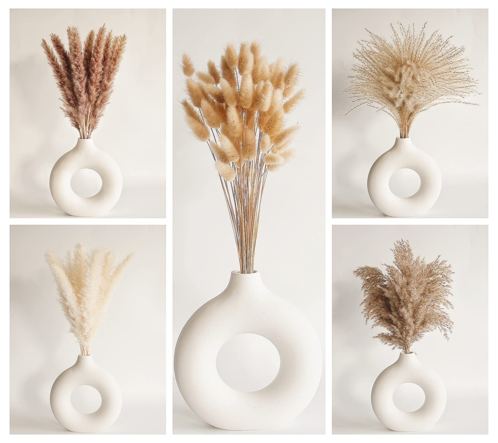 Natural Dried White Bunny Tails Pampas Grass Floral Decoration Bulk 110 Pcs