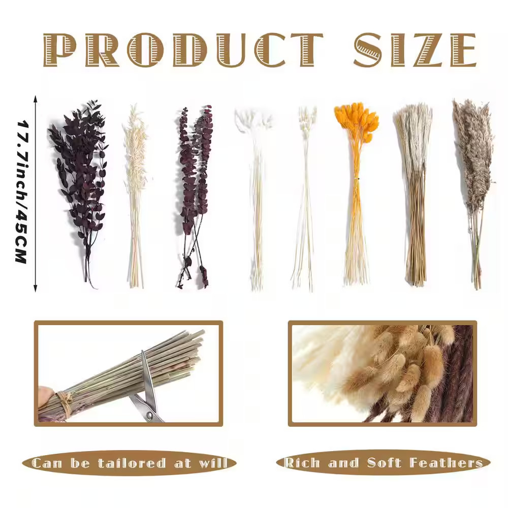 2.83 In. Autumn Toffee Champagne Sand Orange Artificial Plant Pampas Grass Fluff