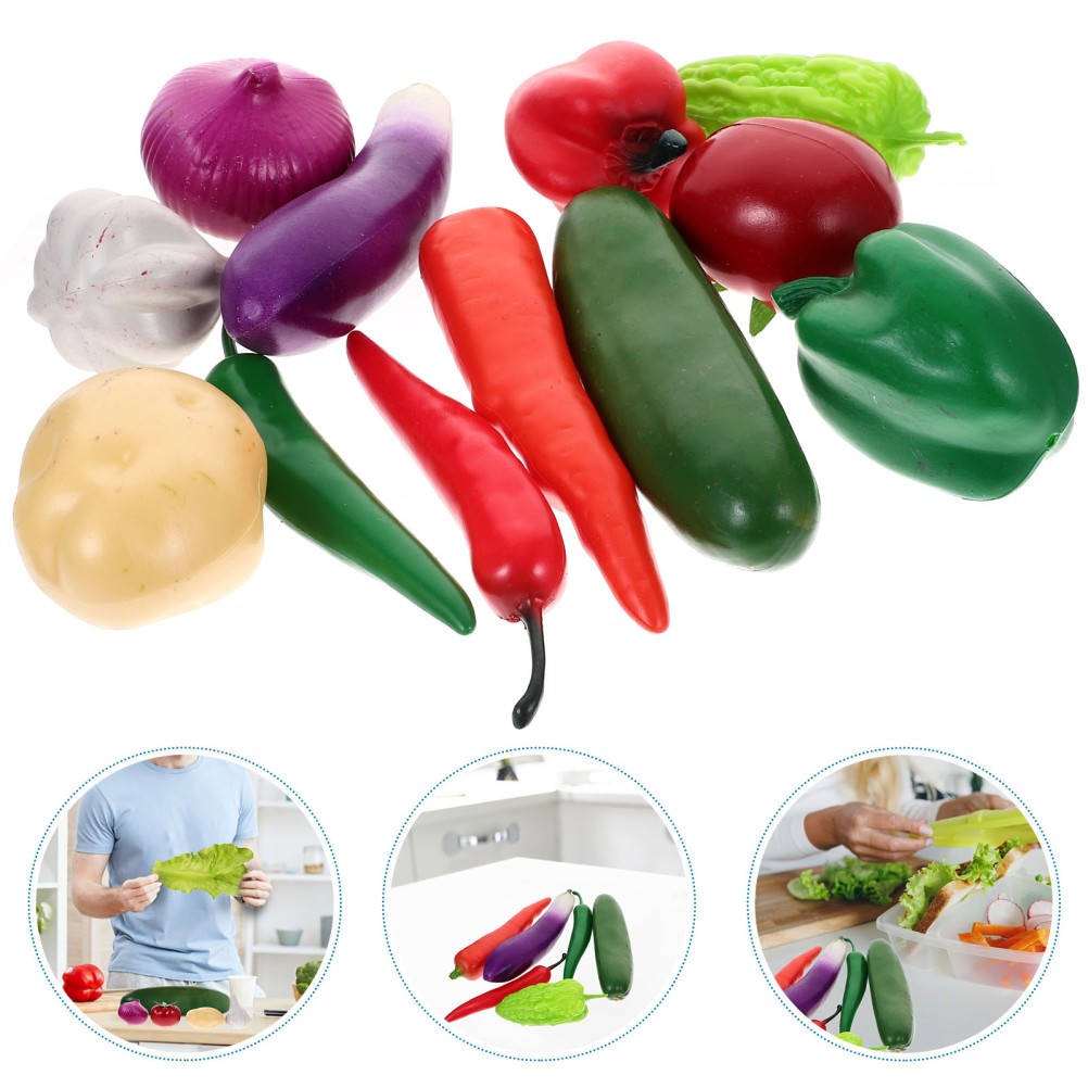 12Pcs Reusable Foam Vegetable Simulation Models Assorted Colors for Decor