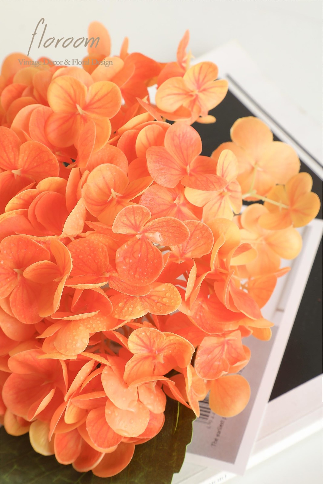 4 Pcs Real Touch Burnt Orange Hydrangea Artificial Flowers, 20″ Full Faux Hyd…