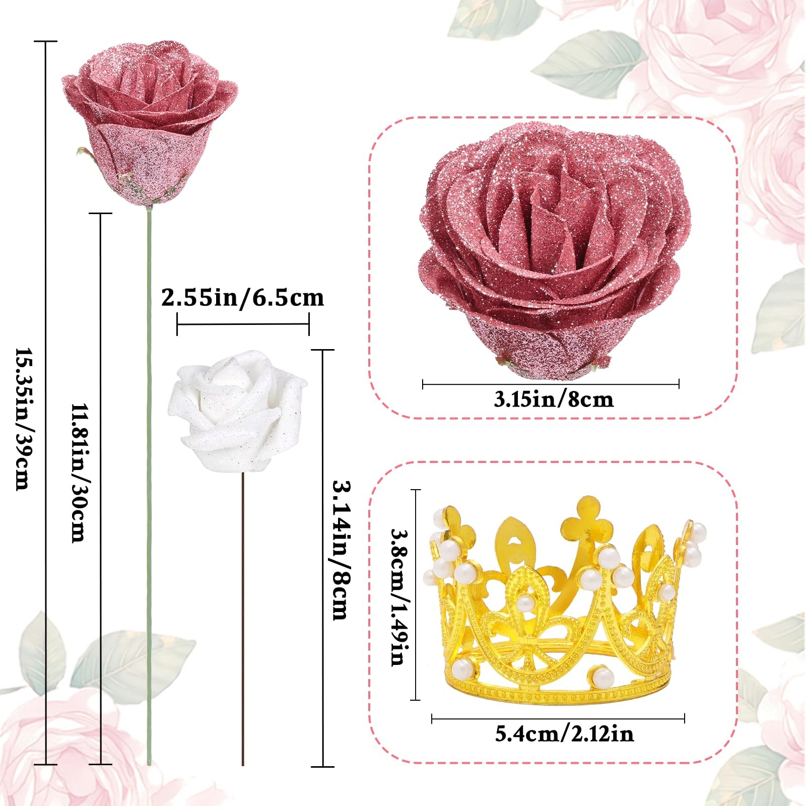 36+20 Glitter Roses Bouquet, DIY Fake Flowers Bouquet, Craft The Initials of …