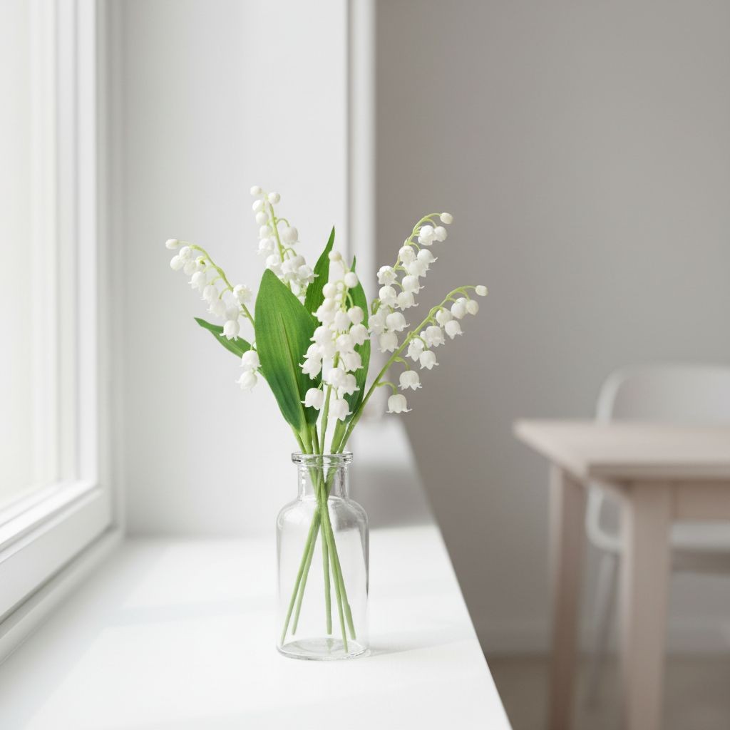 Artificial Lily Of The Valley Flowers 8 Stem Bunch Faux White Floral Bouquet Rea