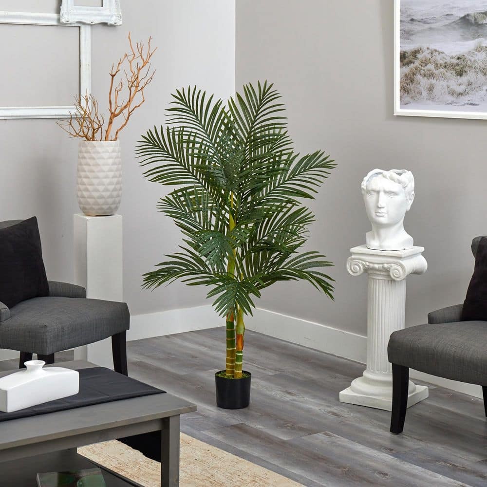 5ft Artificial Double Stalk Golden Cane Palm Tree Home Decoration Indoor Display