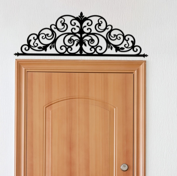 Metal Vintage Floral Wall Over-The-Door Decor Indoor Outdoor Black For Bedroom