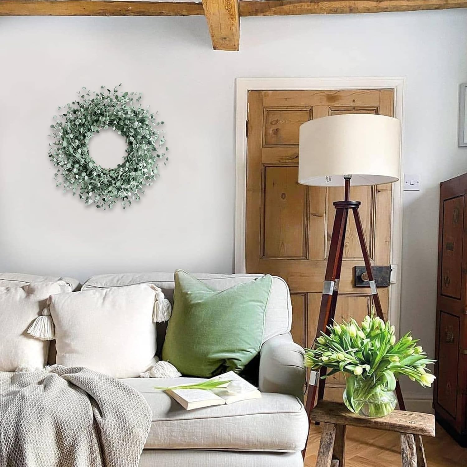 Luxurious 24 Inch Greenery Wreath for Indoor/Outdoor Use – Perfect Wedding Decor