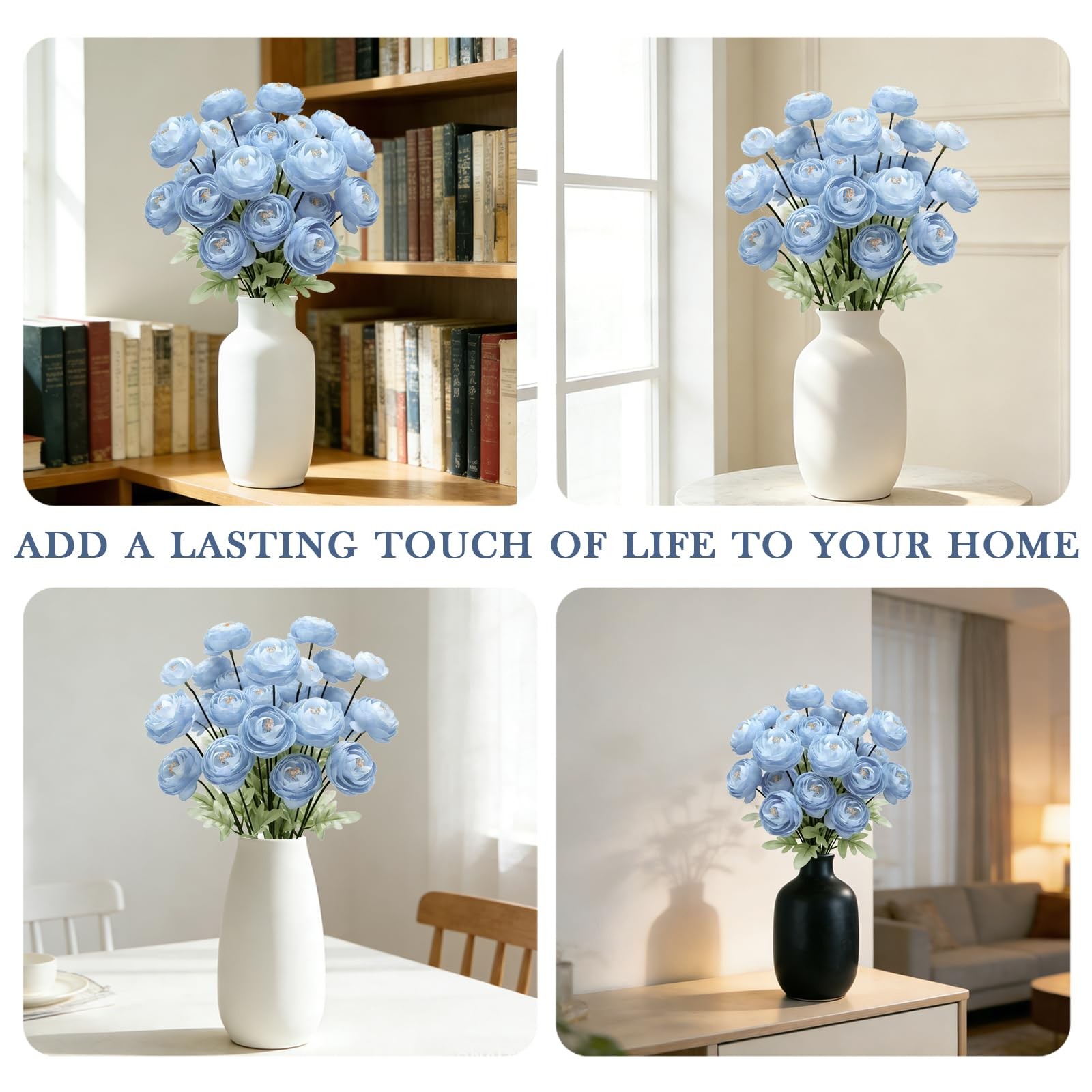 Artificial Silk Peony Fake Flowers,6PCS Artificial Faux Peonies Bulbs with 24…