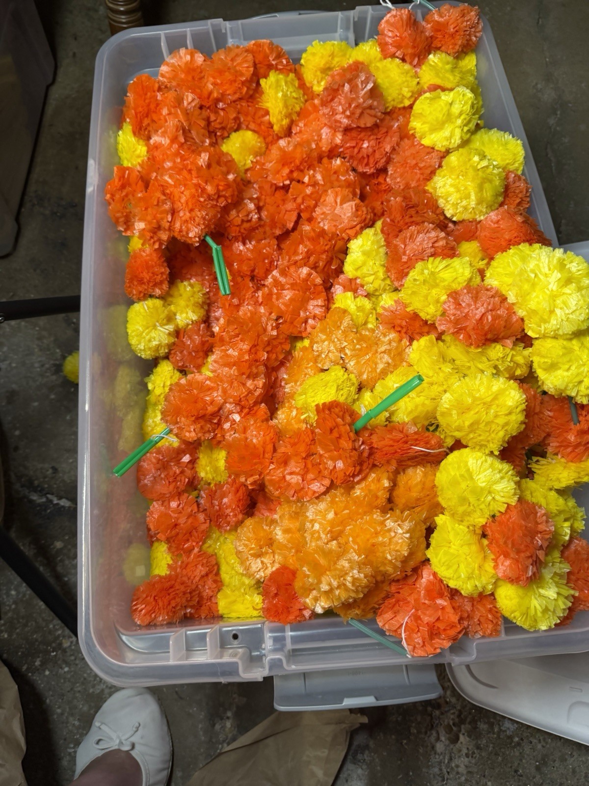 Large Lot Artificial Marigold Garland Orange Yellow Floral Decor
