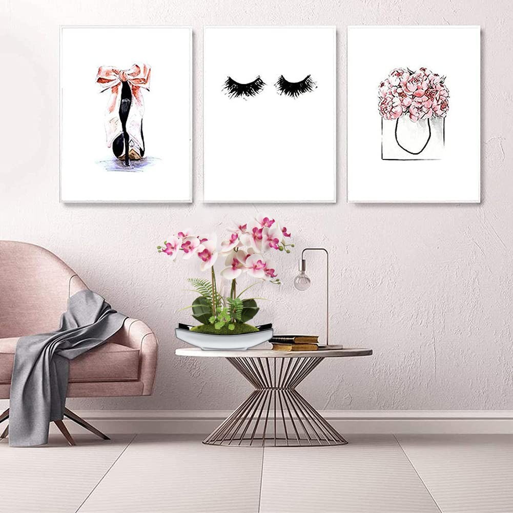 Orchids Artificial Flowers 15 Inch Light Pink Phalaenopsis with Silver Pots