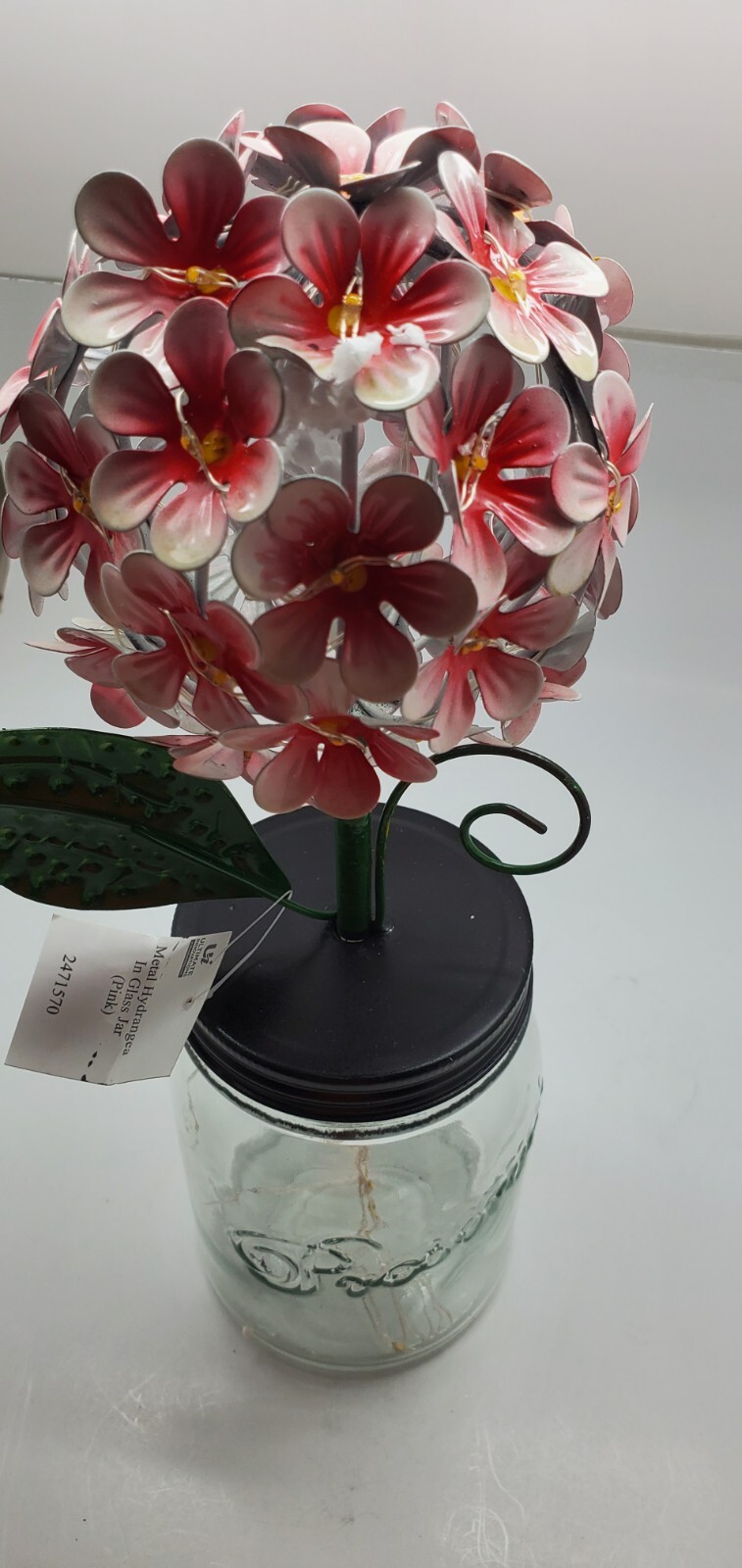LED Lighted Metal Hydrangea in Jar with fairy light, Ultimate In.. Pink. Q8