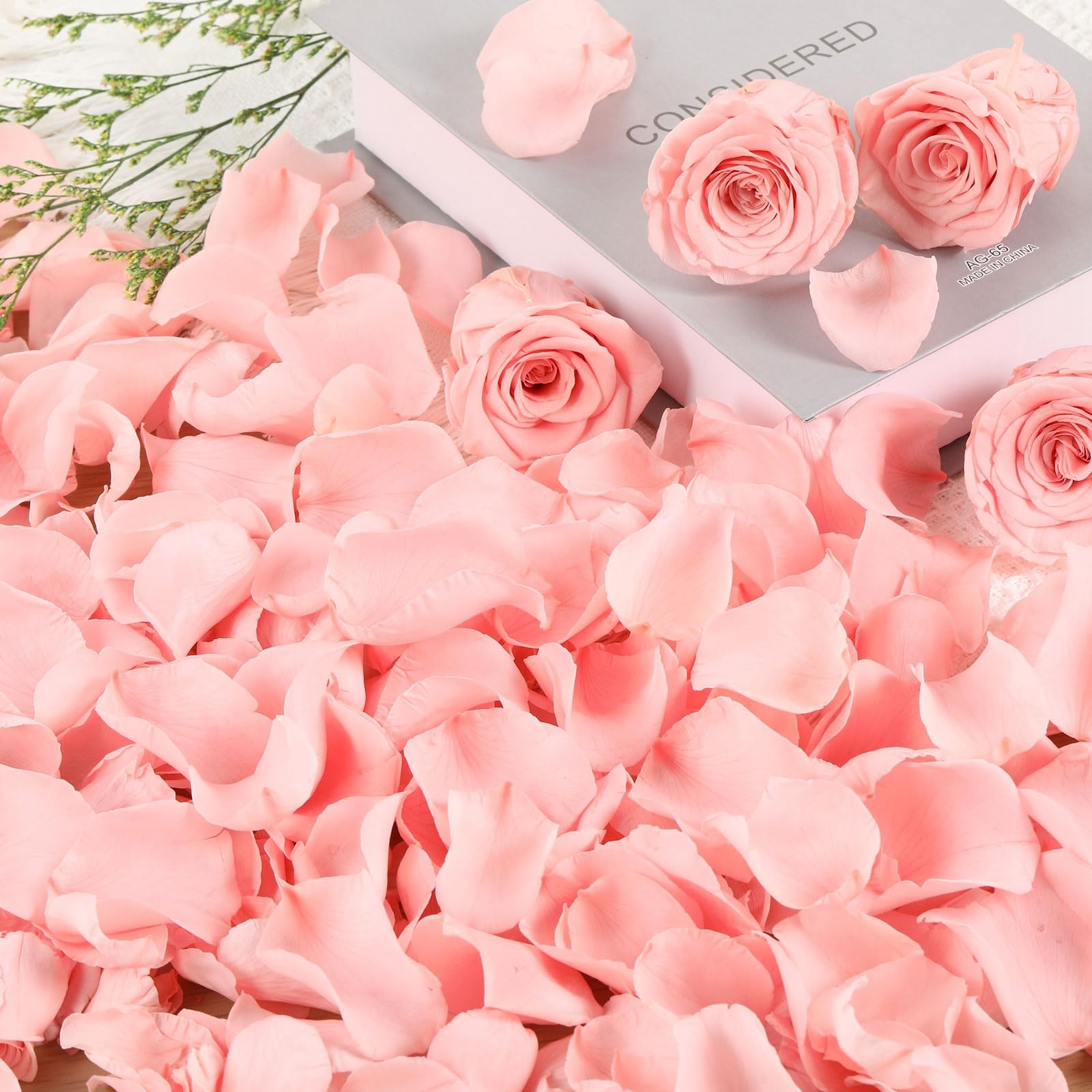 Dried Real Rose Petals 1.4 oz Pink Preserved Flower Confetti Wedding Decor