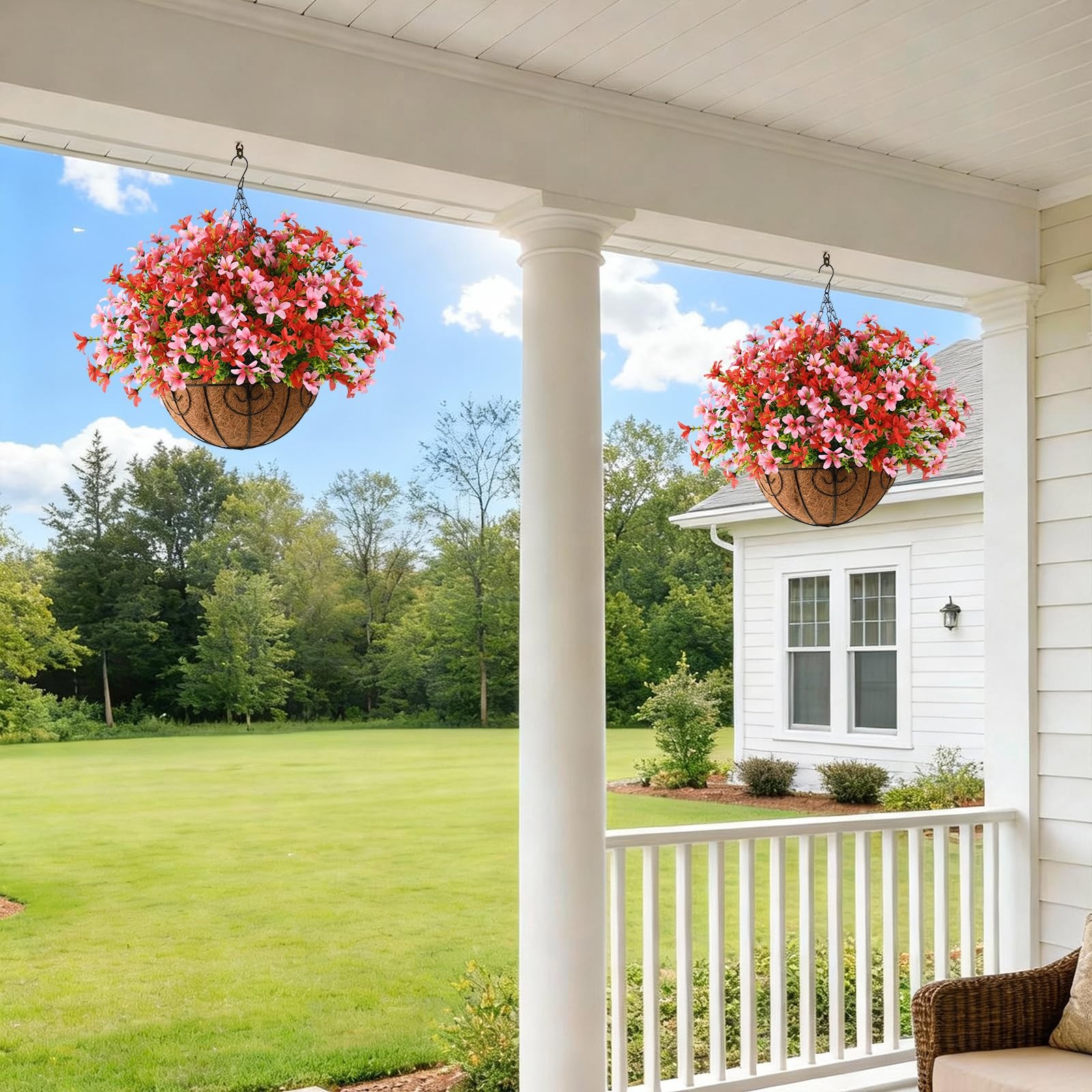 Artificial Hanging Flowers for Outdoors, 5 Bundles UV Resistant Artificial Ha…