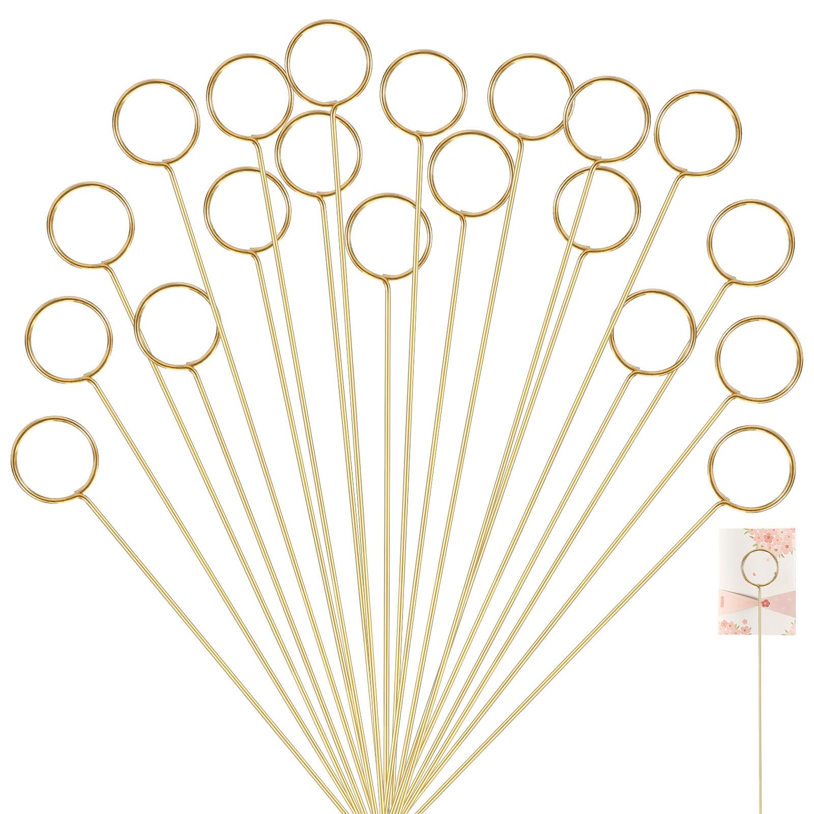 20Pcs Flower Stick, Metal Floral Picks Gold Gift , Number Holders Photo Clips…