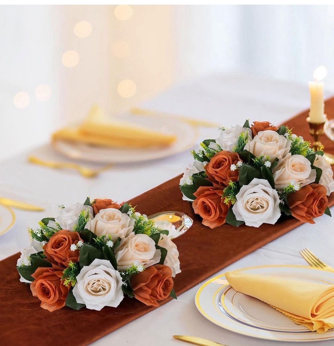 BLOSMON Flower Balls Wedding Rose Centerpieces 6 Pcs Terracotta Fake Flowers