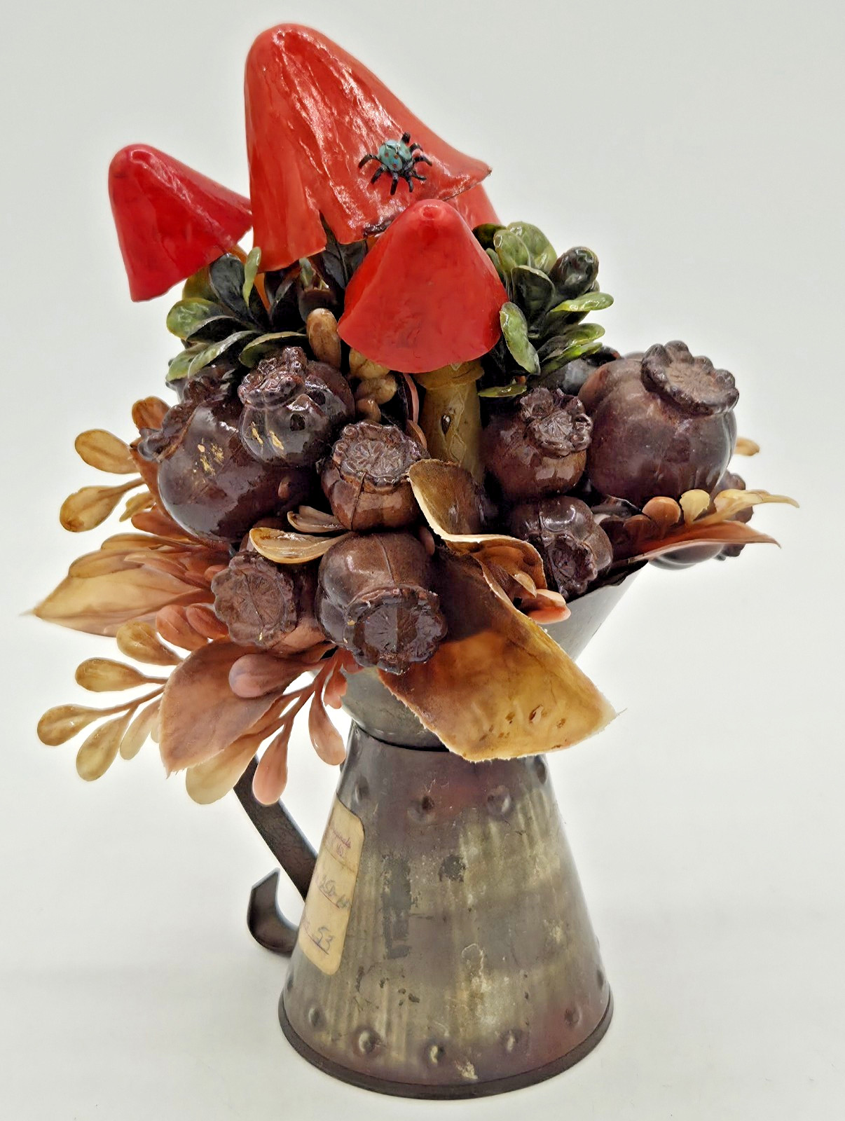 Vintage Kim Originals Mushroom Nut Floral Arrangement Hong Kong UNIQUE DECOR