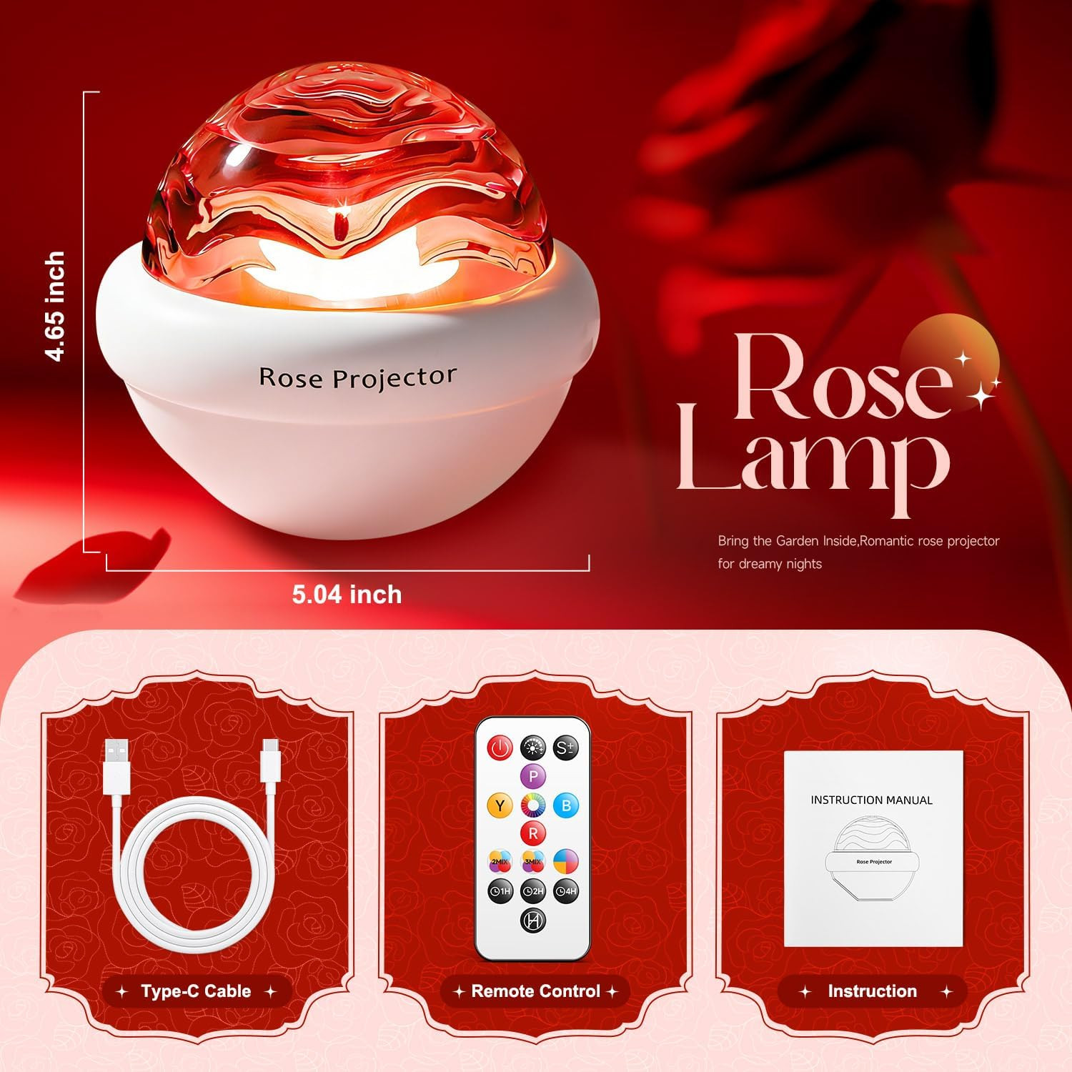 Rose Birthday Gifts for Women Flower Lamp with 11 Mixed+4 Solid Colors, Dimmable