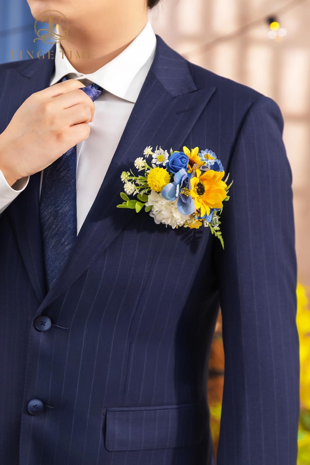 Wedding Prom Homecoming Graduation Sunflower Boutonniere Suit Decor