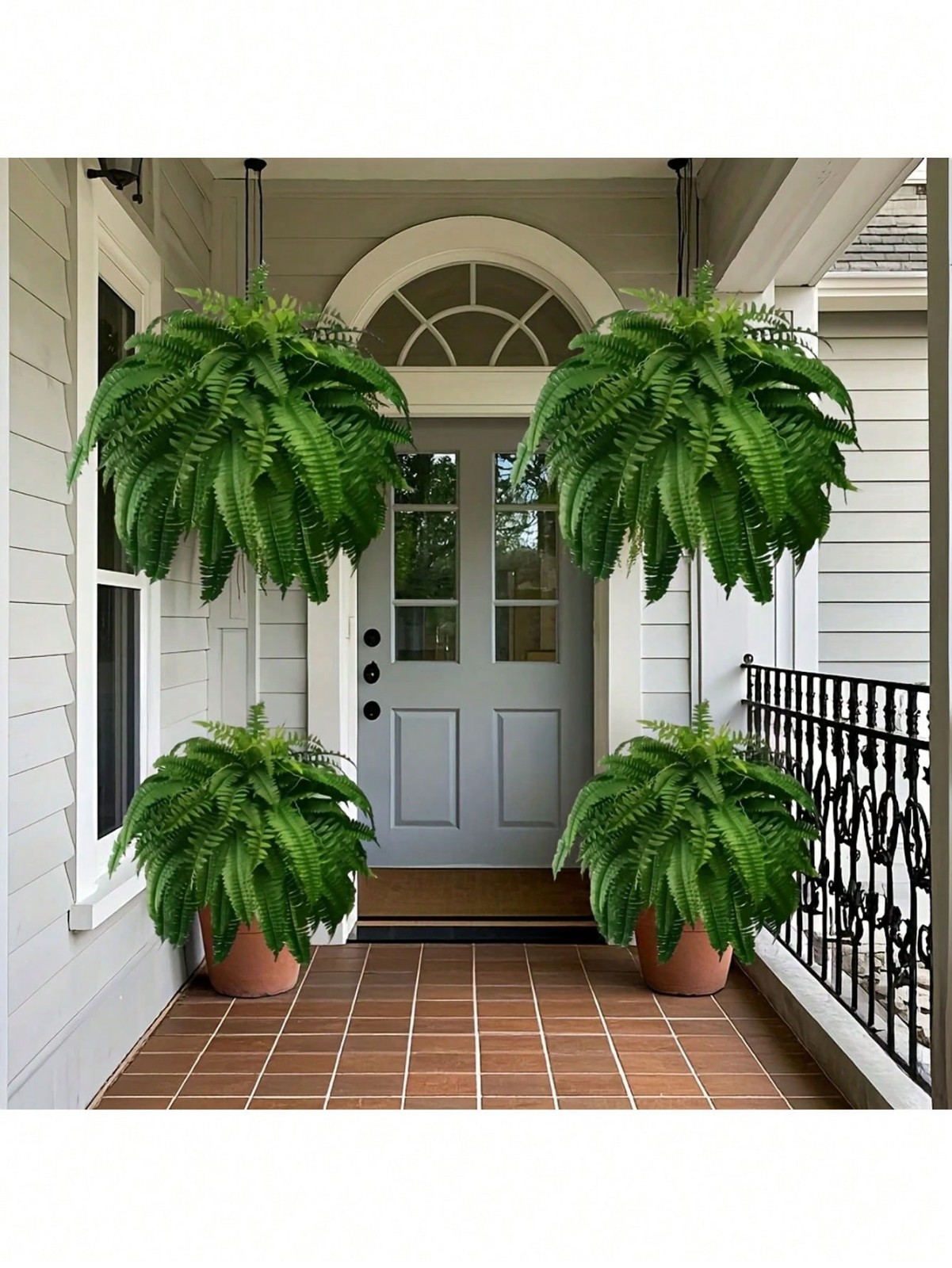 2 Pack Artificial Large Boston Fern Plant Wall Hanging Decoration Home Decor
