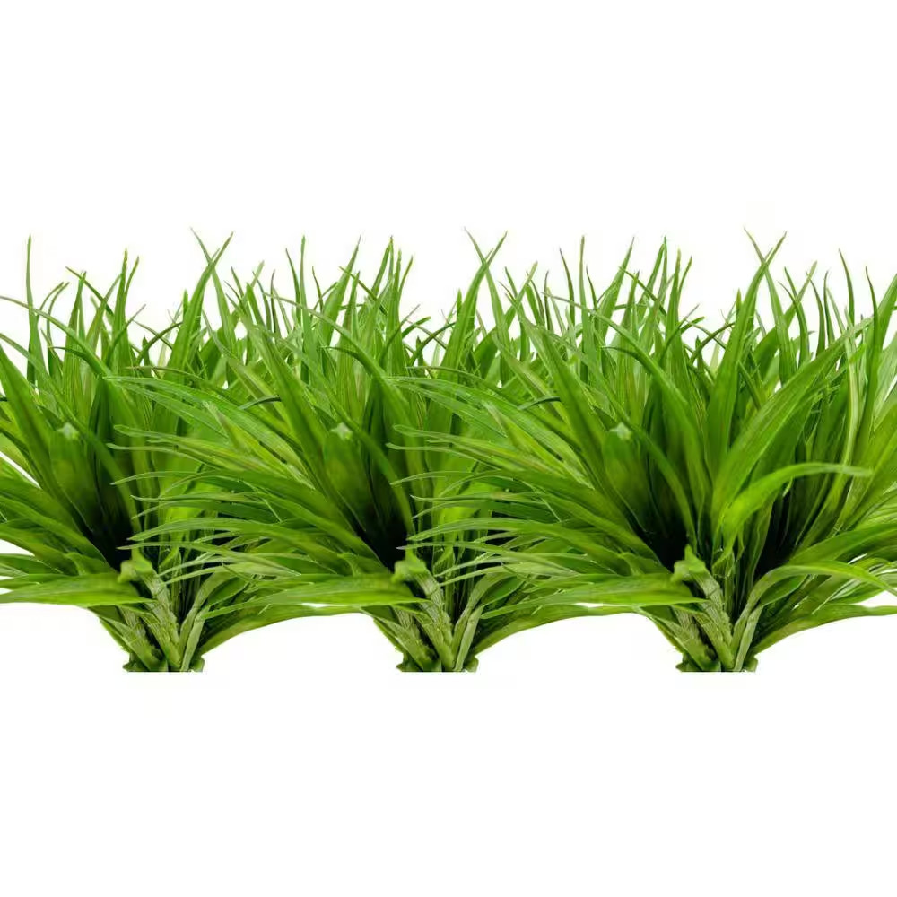 17.7 In. Green 24-Pieces Artificial Grass Plant Fake Outdoor Plastic Plants UV R