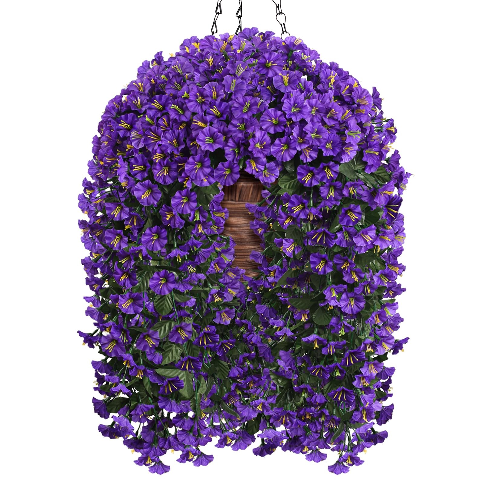 Artificial fake hanging flowers Basket for Outdoor Decor, 4PCS UV Resistant F…