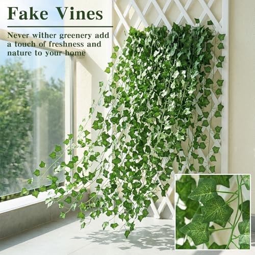 12pcs Fake Ivy Garland, 84 Ft Silk Greenery Vines for Room Decor Wall