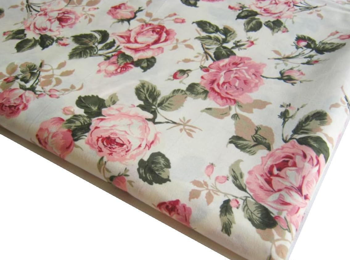 (1 Square Yard Cut) Flower Rose in Sweet Vintage Pink Red Roses Bouquet Wedding,
