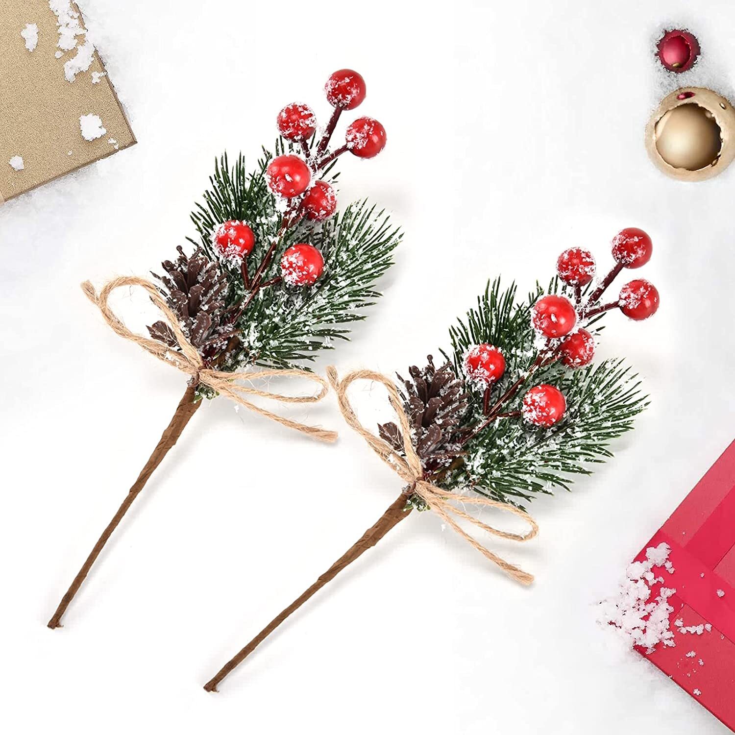 Christmas Artificial Berries Pine Branches for Xmas DIY Crafts Garland Wreaths