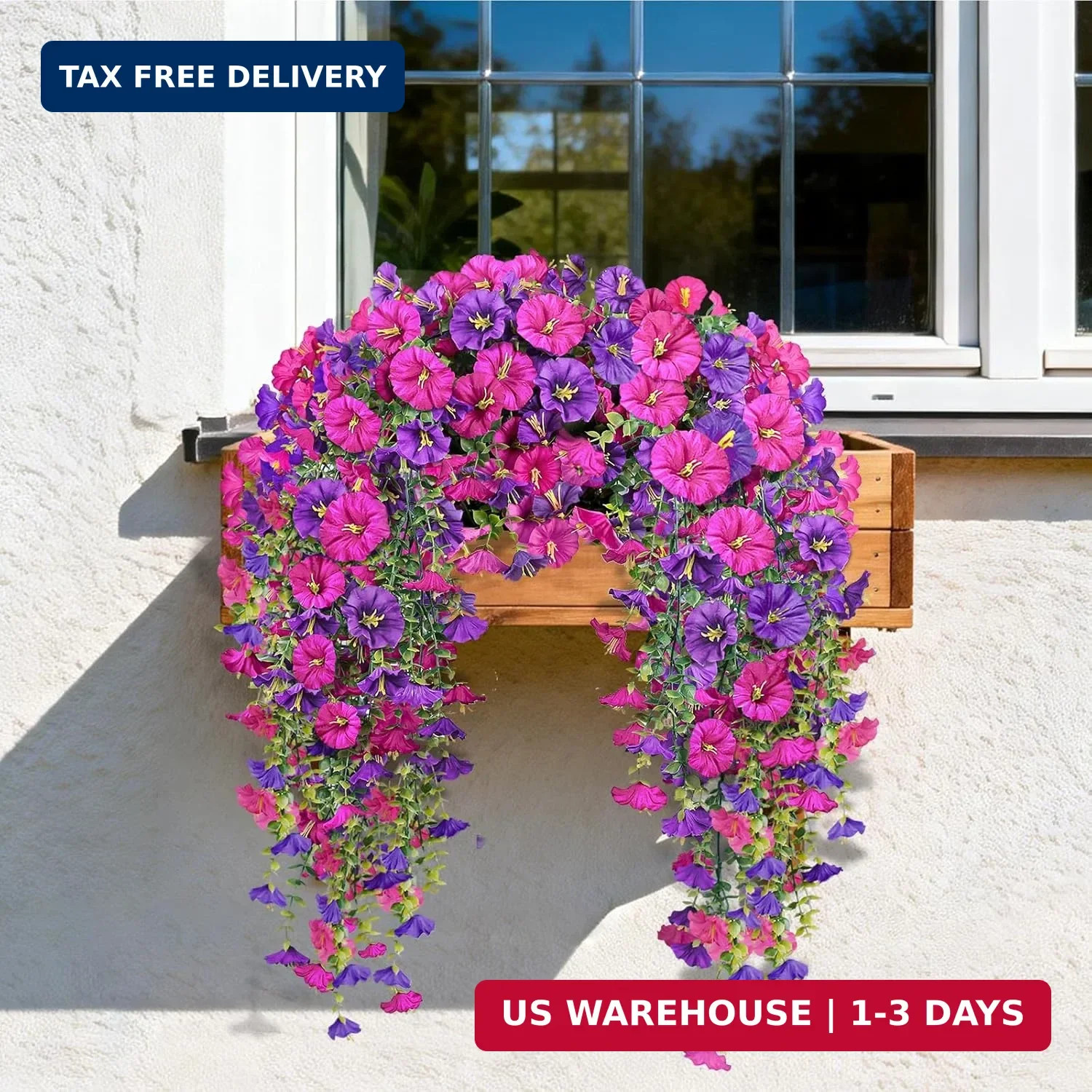 Artificial Hanging Flowers for Outdoors, 2 PCS 300 Blooms UV Resistant Morning G