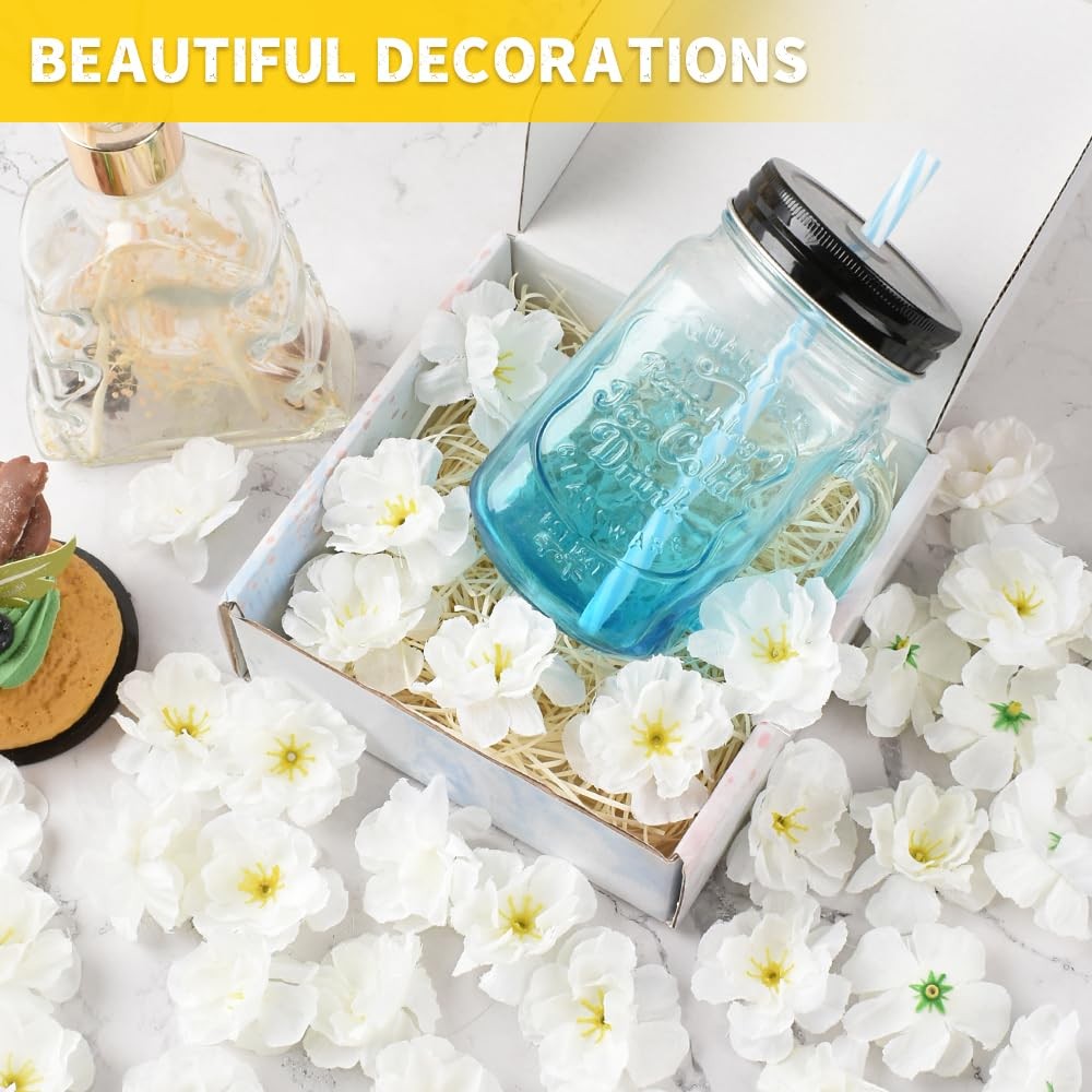 Artificial Cherry Blossom Flower Heads, Fake Silk Sakura Floral Heads for Bri…