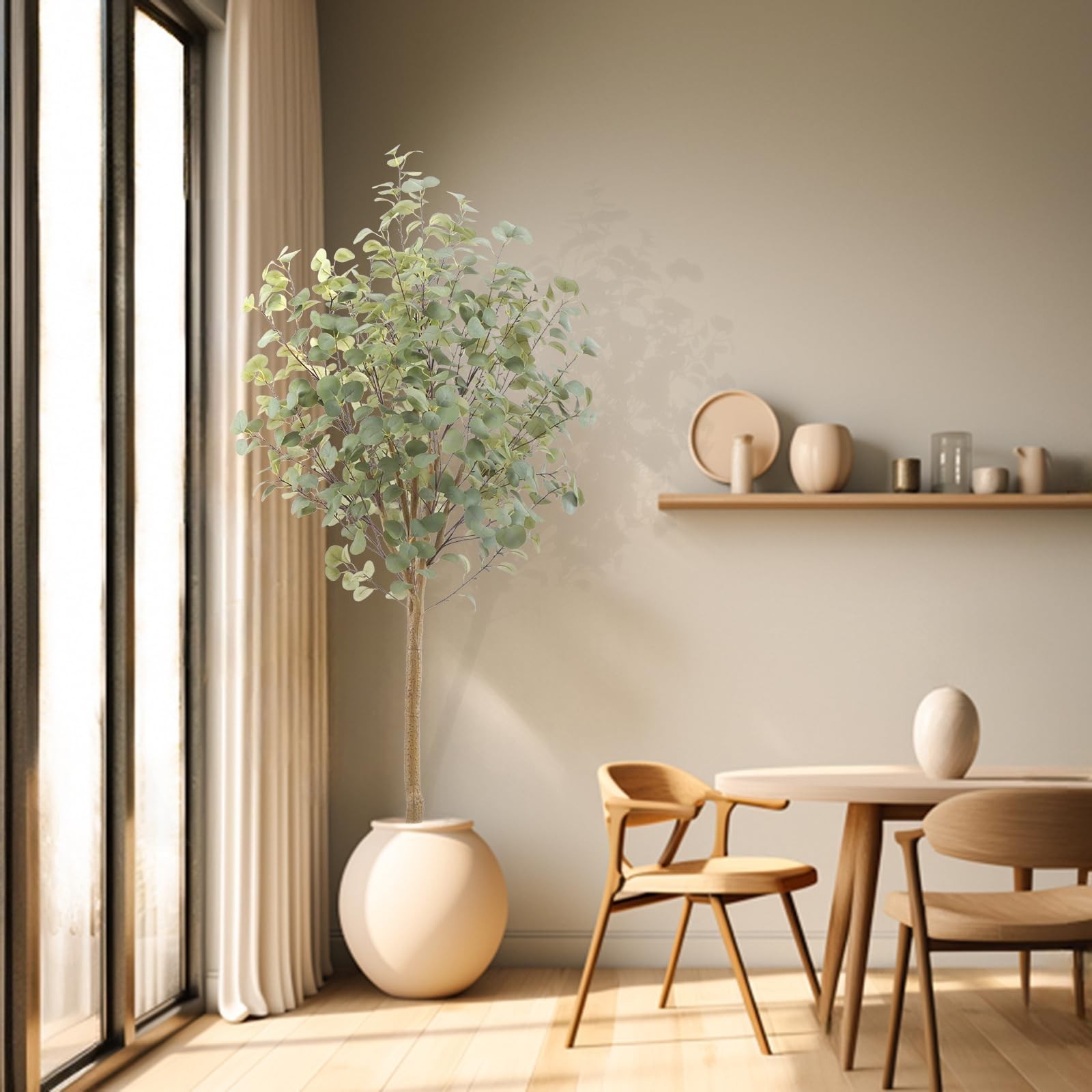 6ft Faux Eucalyptus Tree – Realistic Silk Leaves, Indoor/Outdoor Decor for Home
