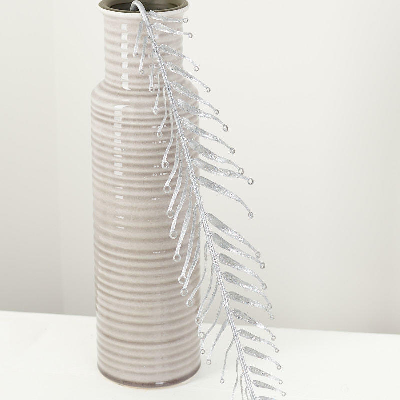 Pair of Sparkling Silver Fern Frond Embellishing Stems