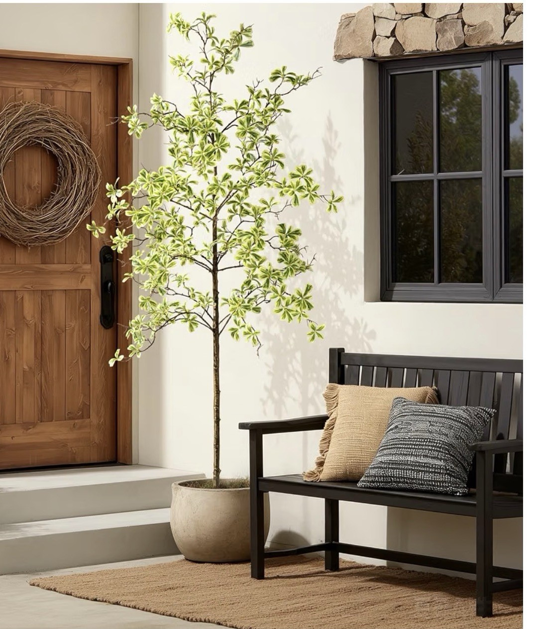 Artificial Black Olive Tree 7 ft Potted Indoor Houseplant, Green Floral & Garden