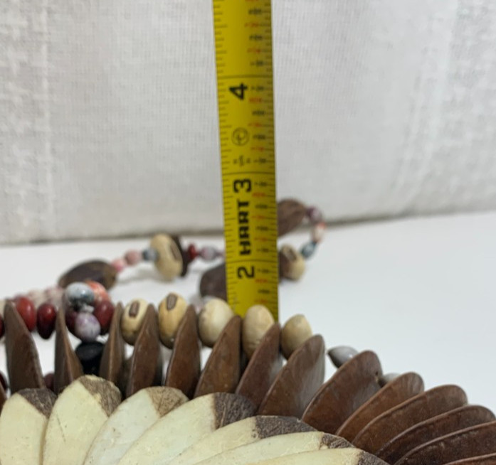 Vintage Ethnic Bean Pod Wall Wreath or Necklace Brown White Color Beans Decor
