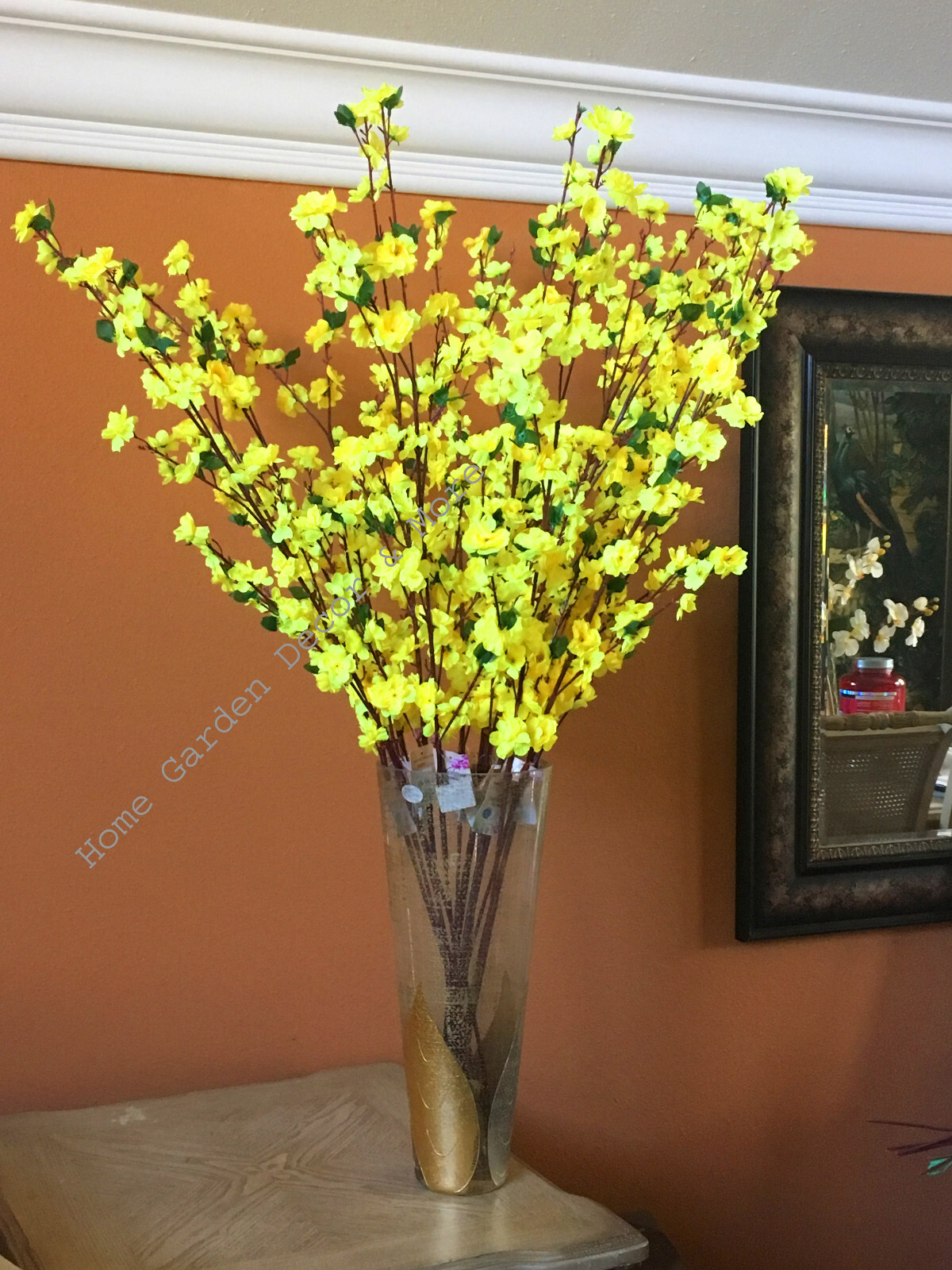 12 PACK 48″ Long Stem Artificial Realistic Silk YELLOW Cherry Blossom Flowers