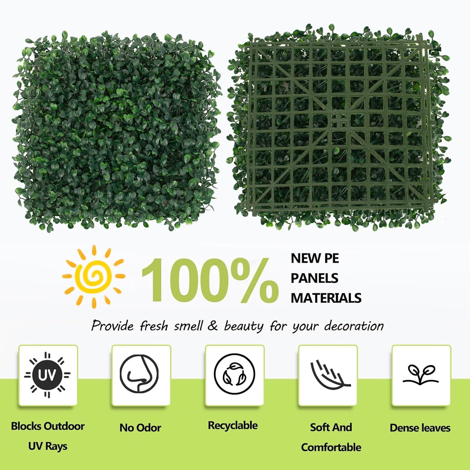 Artificial Boxwood Panels – 10×10 Inch Realistic Lush Green Wall Decor for In…