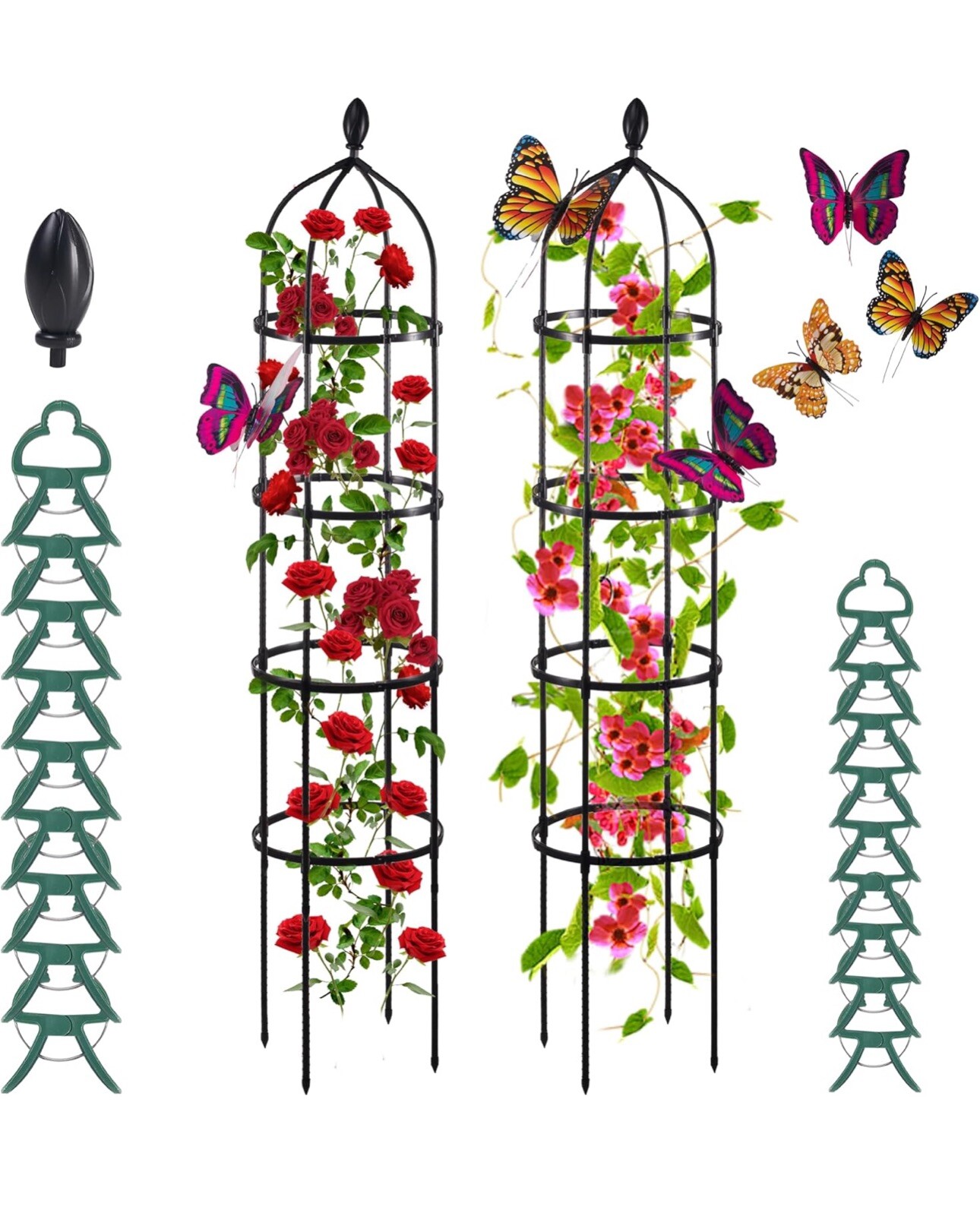 Obelisk Trellis for Climbing Plants, Round Trellis for Roses, Garden Trellises