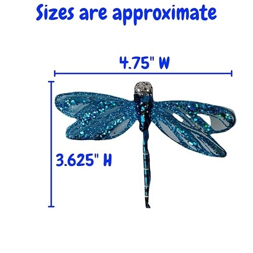 Multi-Colored Glitter Dragonfly Clip-Ons – Set of 48 – 4″ Craft Decorations for